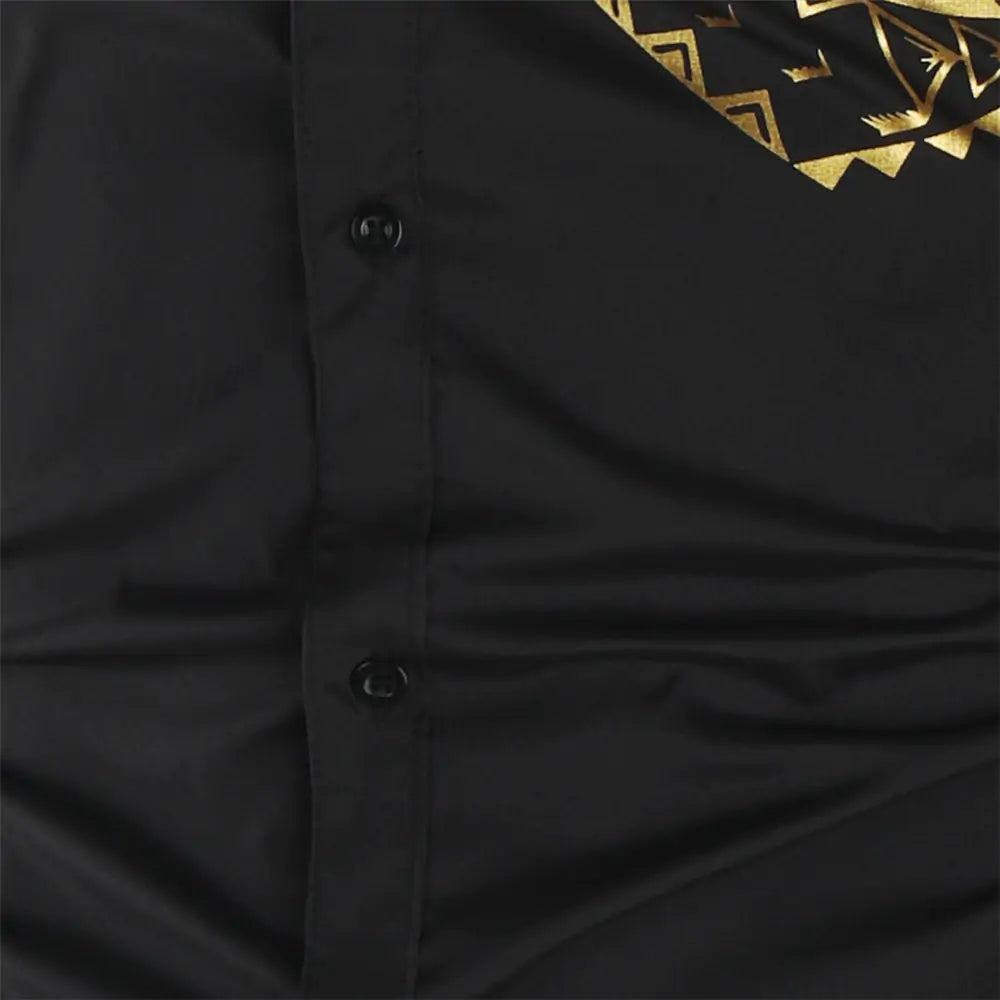 Gold Black Shirt Slim Fit Long Sleeve